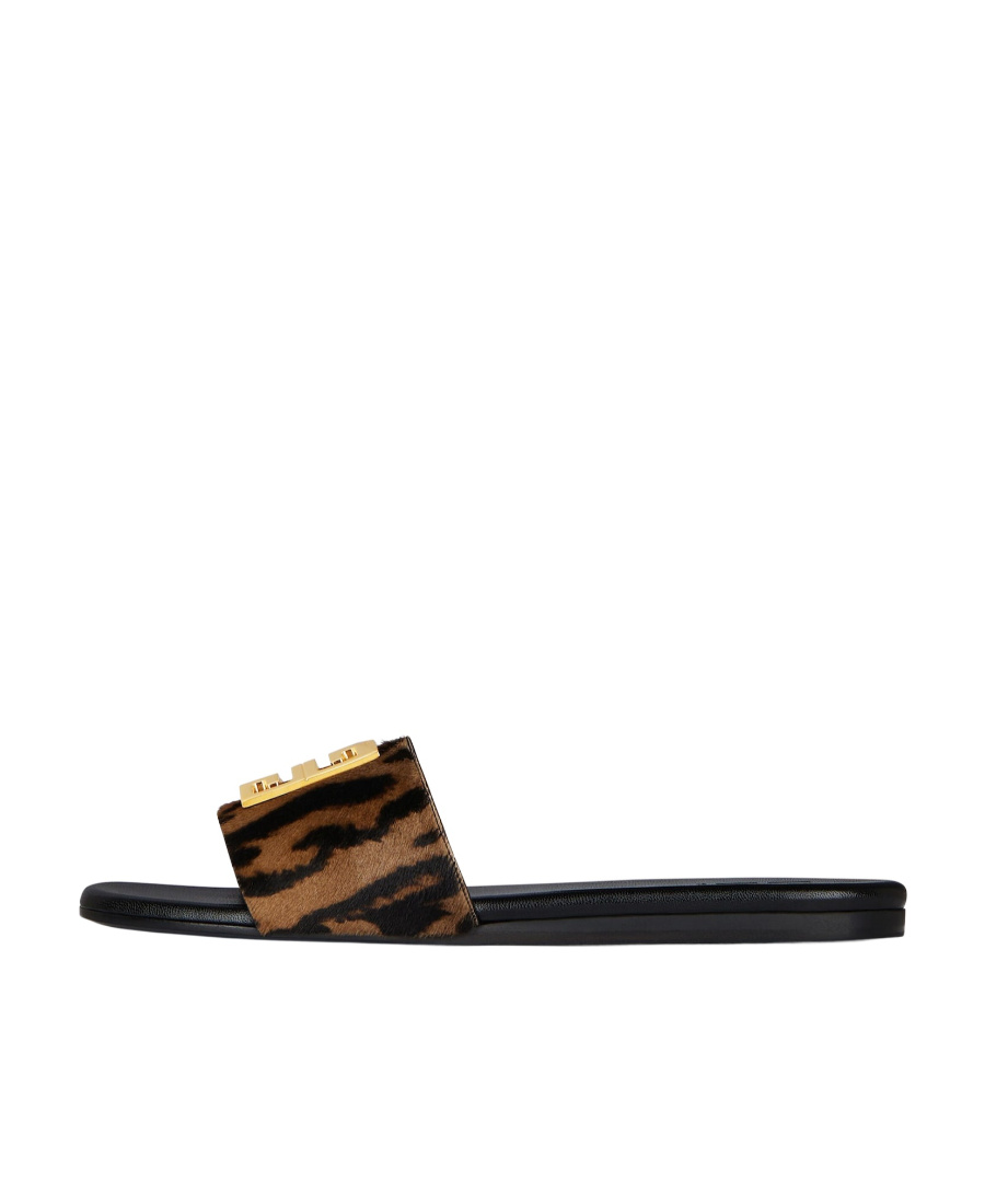 Givenchy Logo Leopard Print Slippers In Black