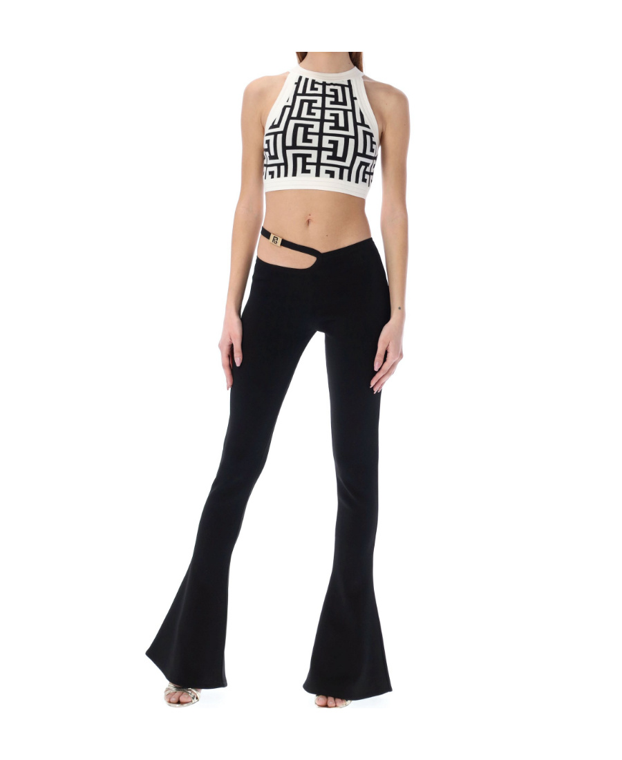 Balmain Cut-out Bootcut Leggings In Black