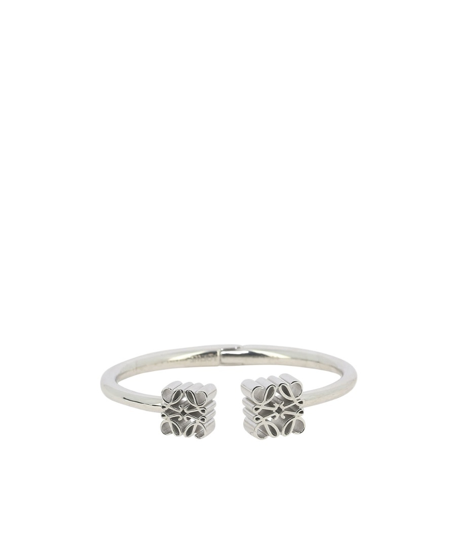 Loewe Sterling Silver Anagram Cuff Bangle In White