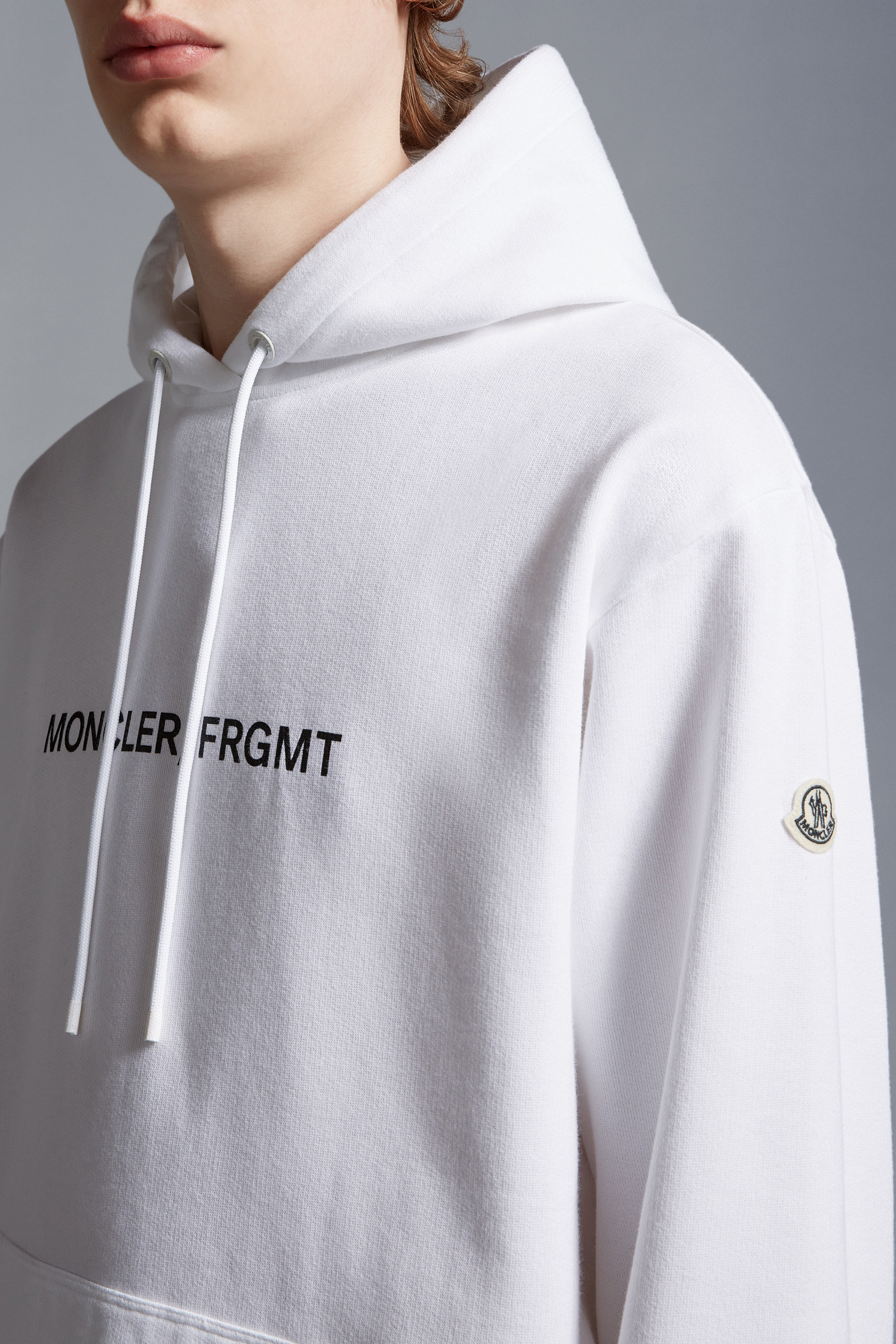 Shop Moncler Floral Motif Hoodie In White
