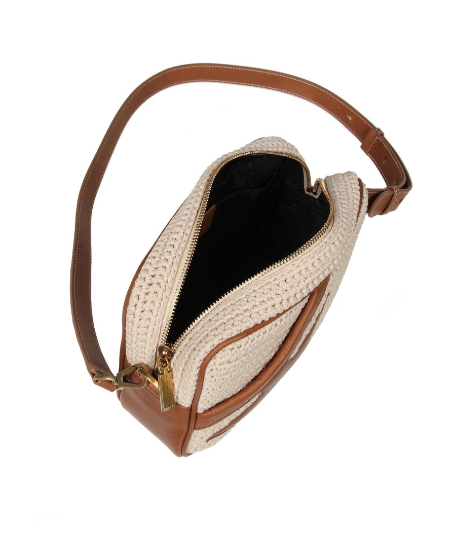 Golden Goose Star-patch Crochet Crossbody Bag In Nude