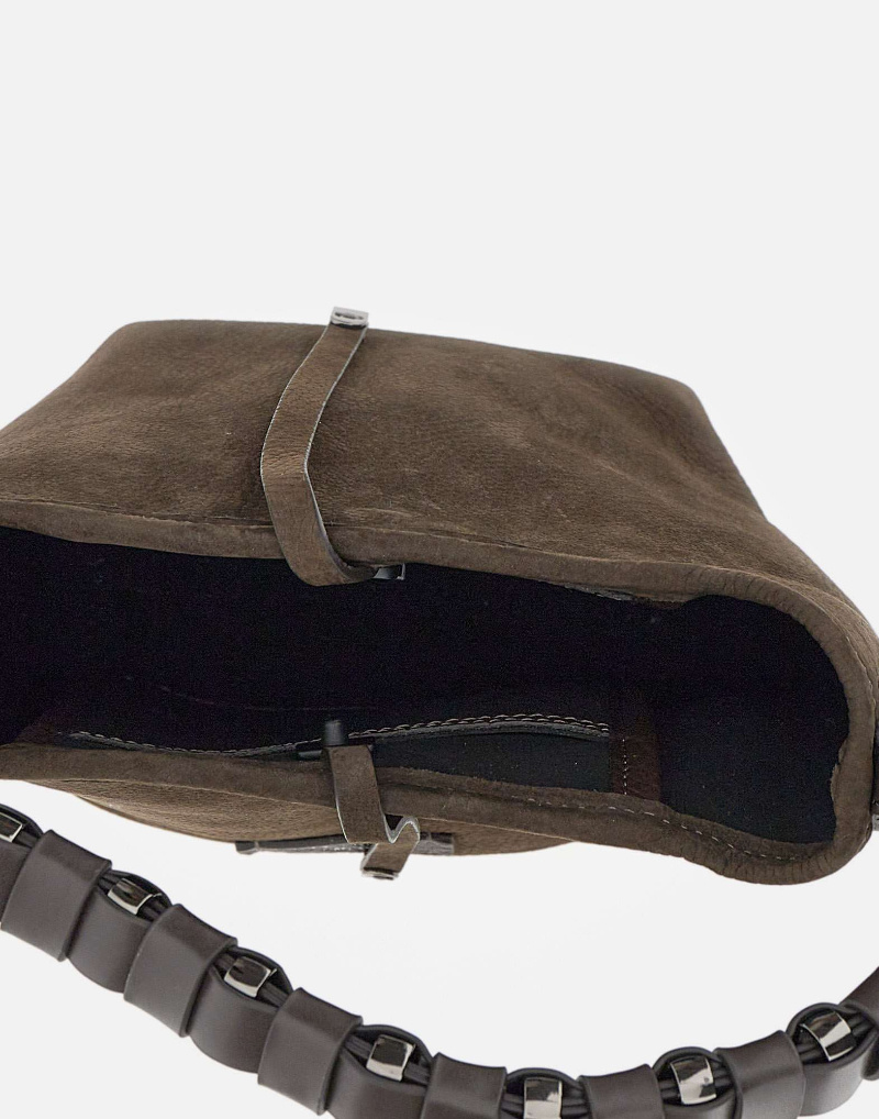 Gianni Chiarini Logo Patch Drawstring Shoulder Bag In Brown