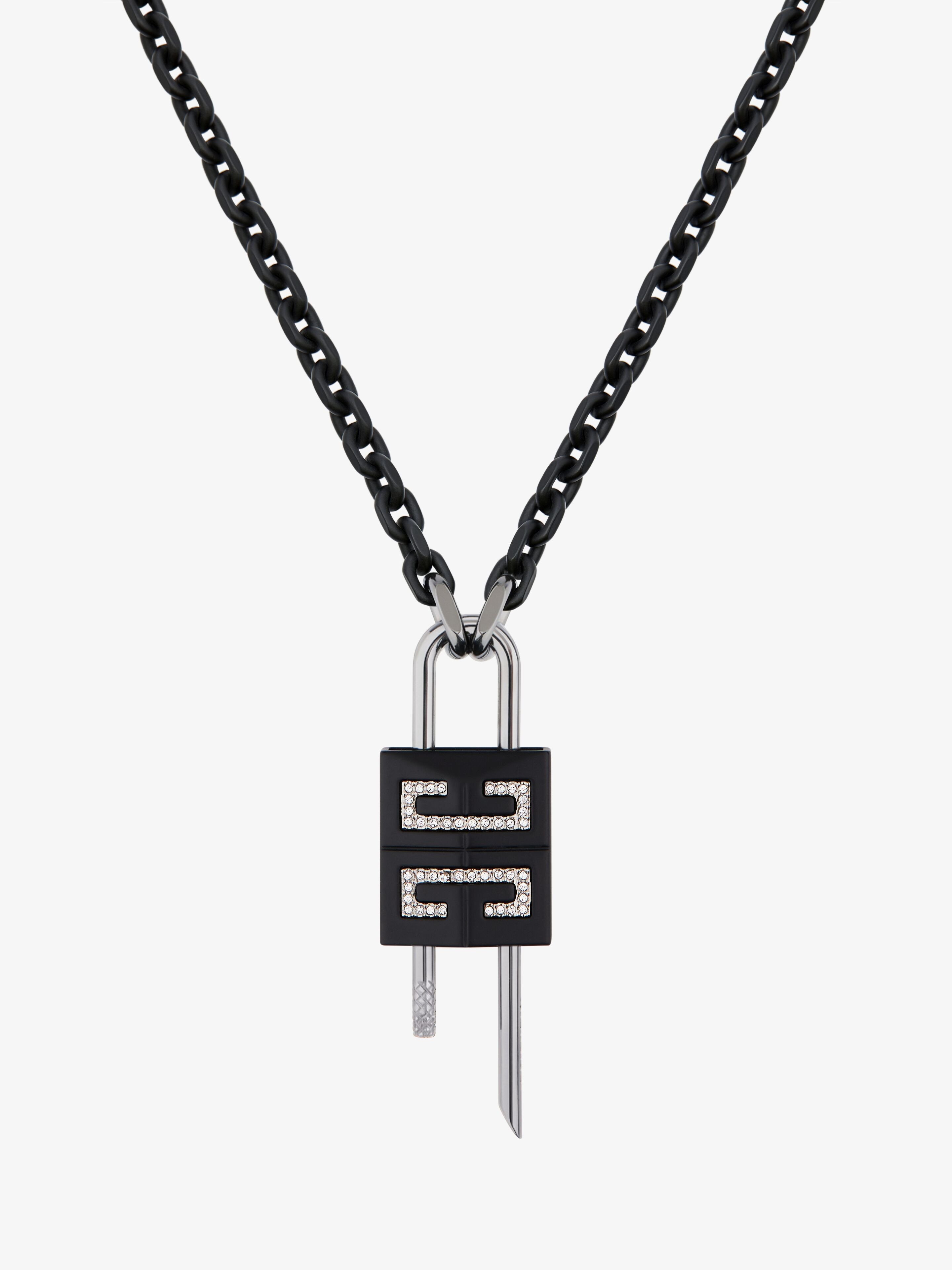 Givenchy Small Lock Crystal Necklace In Black