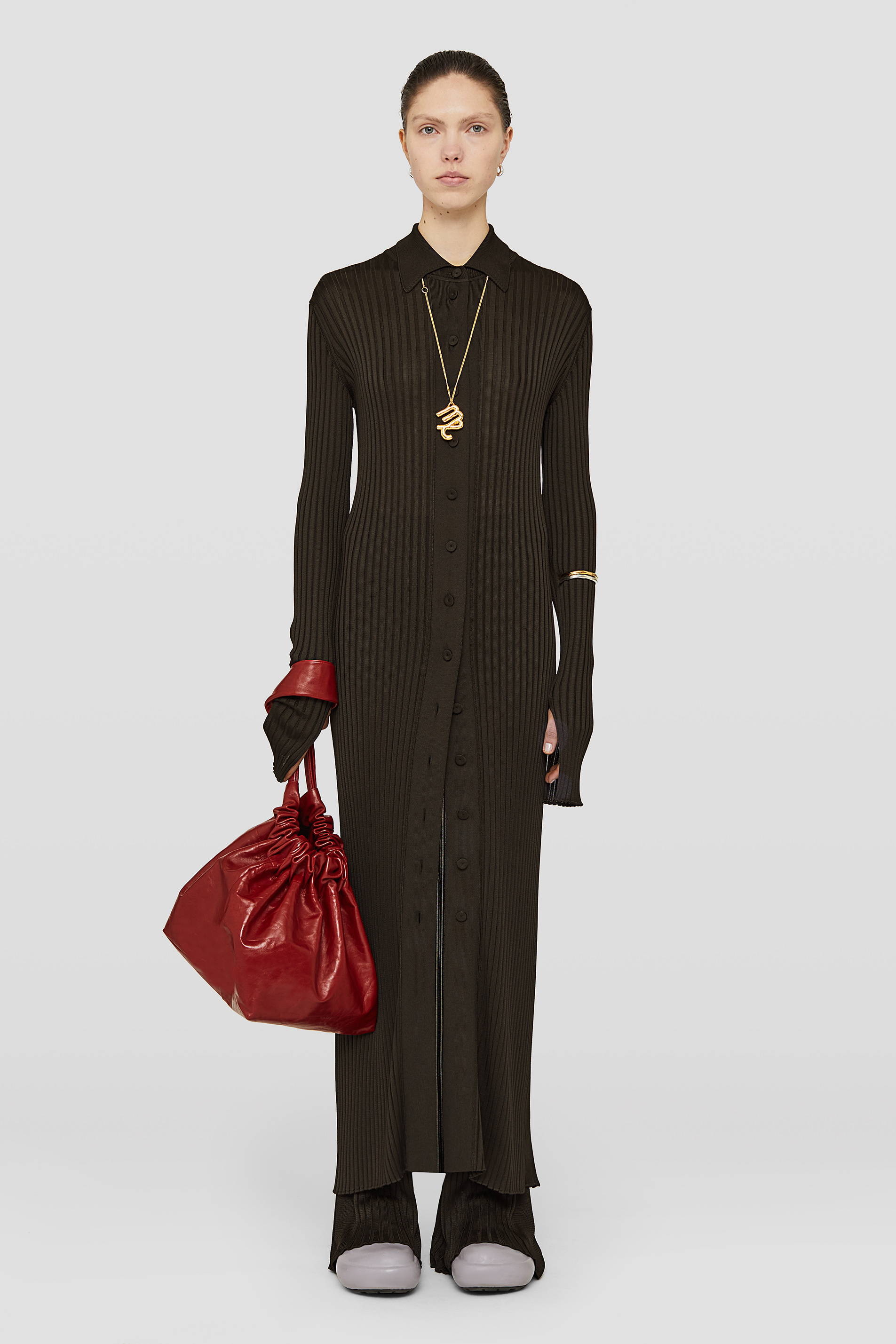 Jil Sander Chunky Ribbed Flared-hem Trousers In Black