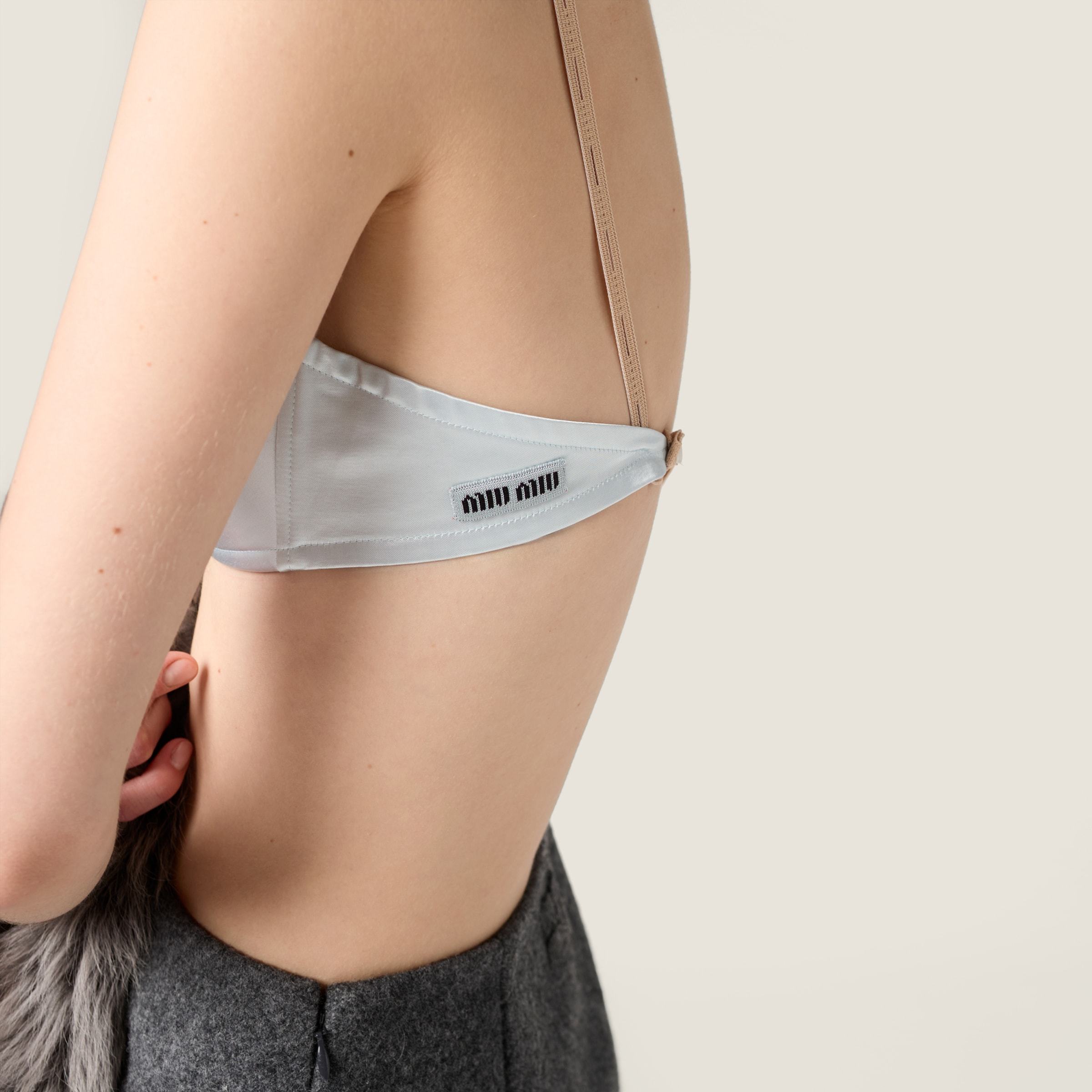 Miu Miu Soft Satin Bra Adjustable Straps In Blue