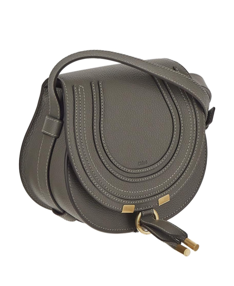 Chloé Small Marcie Saddle Crossbody Bag In Grained Leather In Black