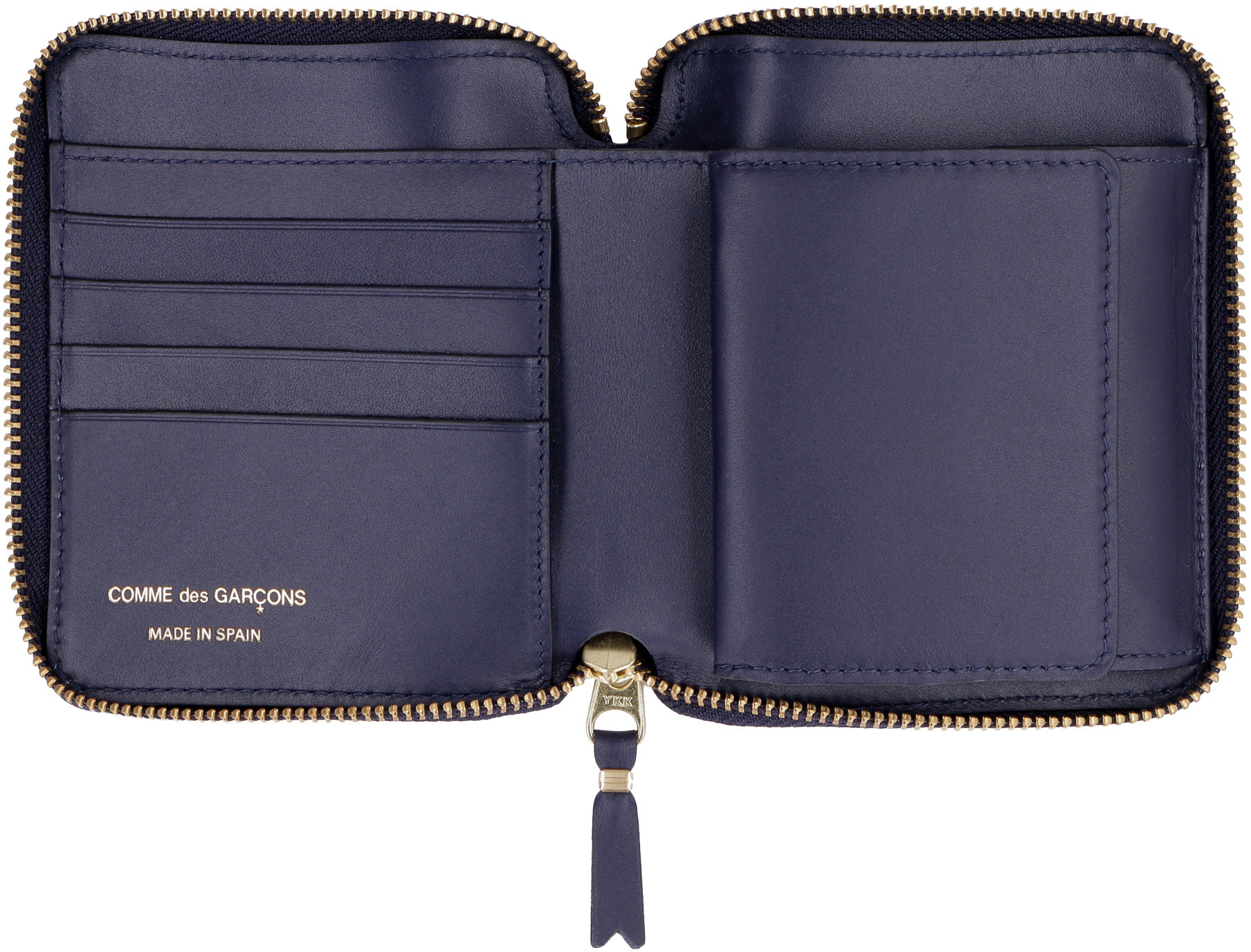 Comme Des Garçons Zip-closure Compact Calfskin Wallet In Black