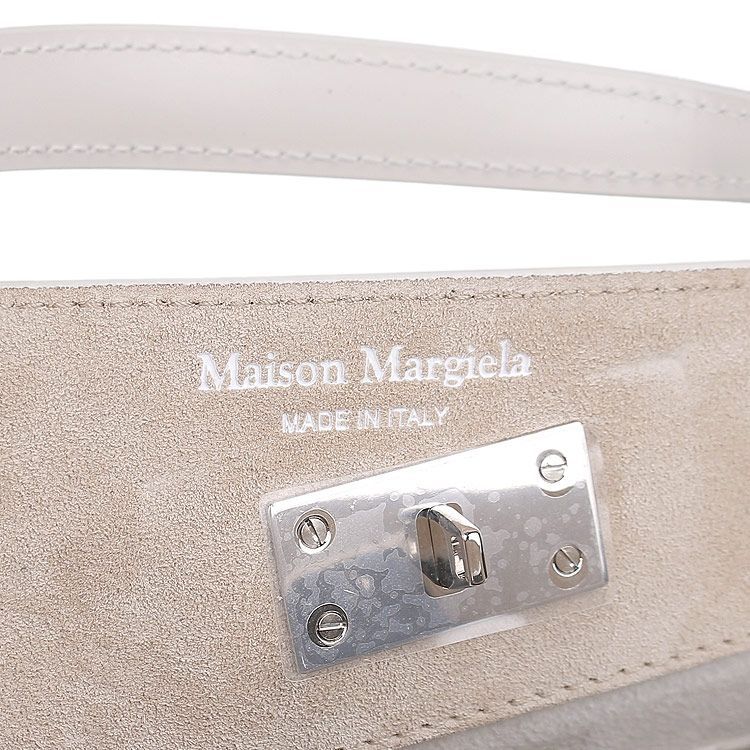 Maison Margiela Snatched Leather Shoulder Bag In Gray