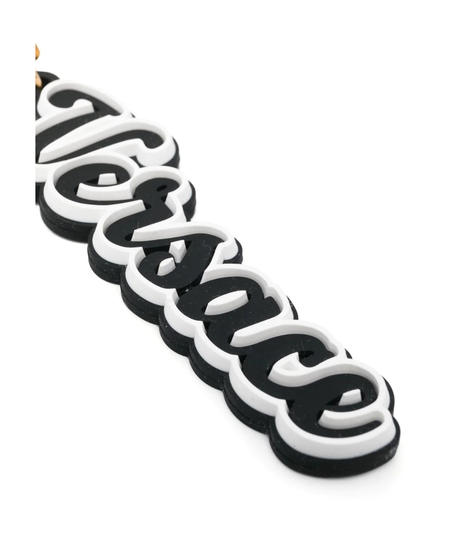 Versace Logo Key Ring In Black