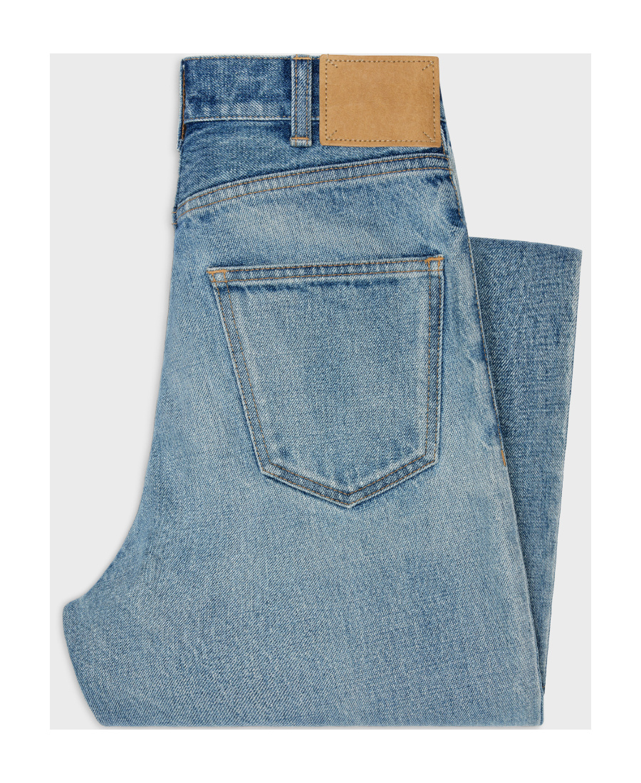 Celine Beard Striped Wide-legged Jeans In Blue