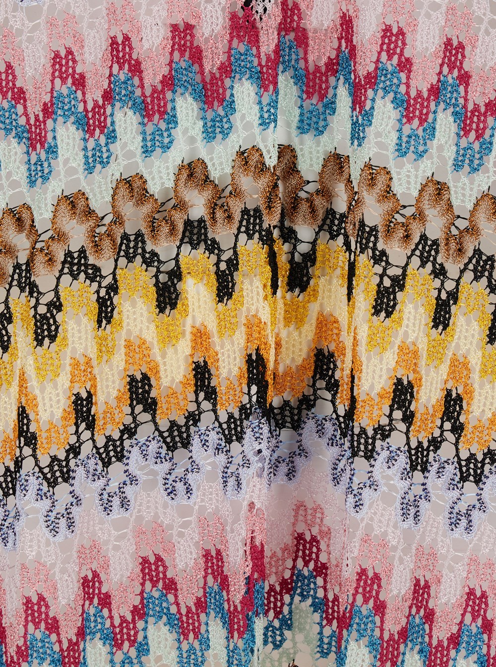 Missoni Multicolor Dress With Zig Zag Motif And Laces On The Front In Cotton Woman In Multicolor