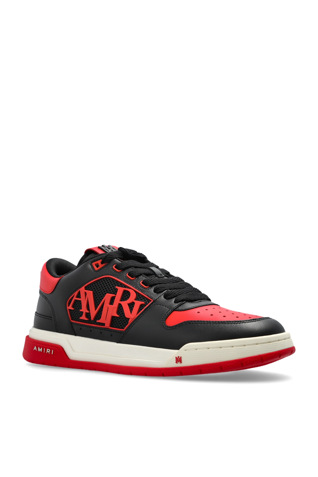 Amiri Low Top Sneakers With Round Toe And Perforated Patch In Black