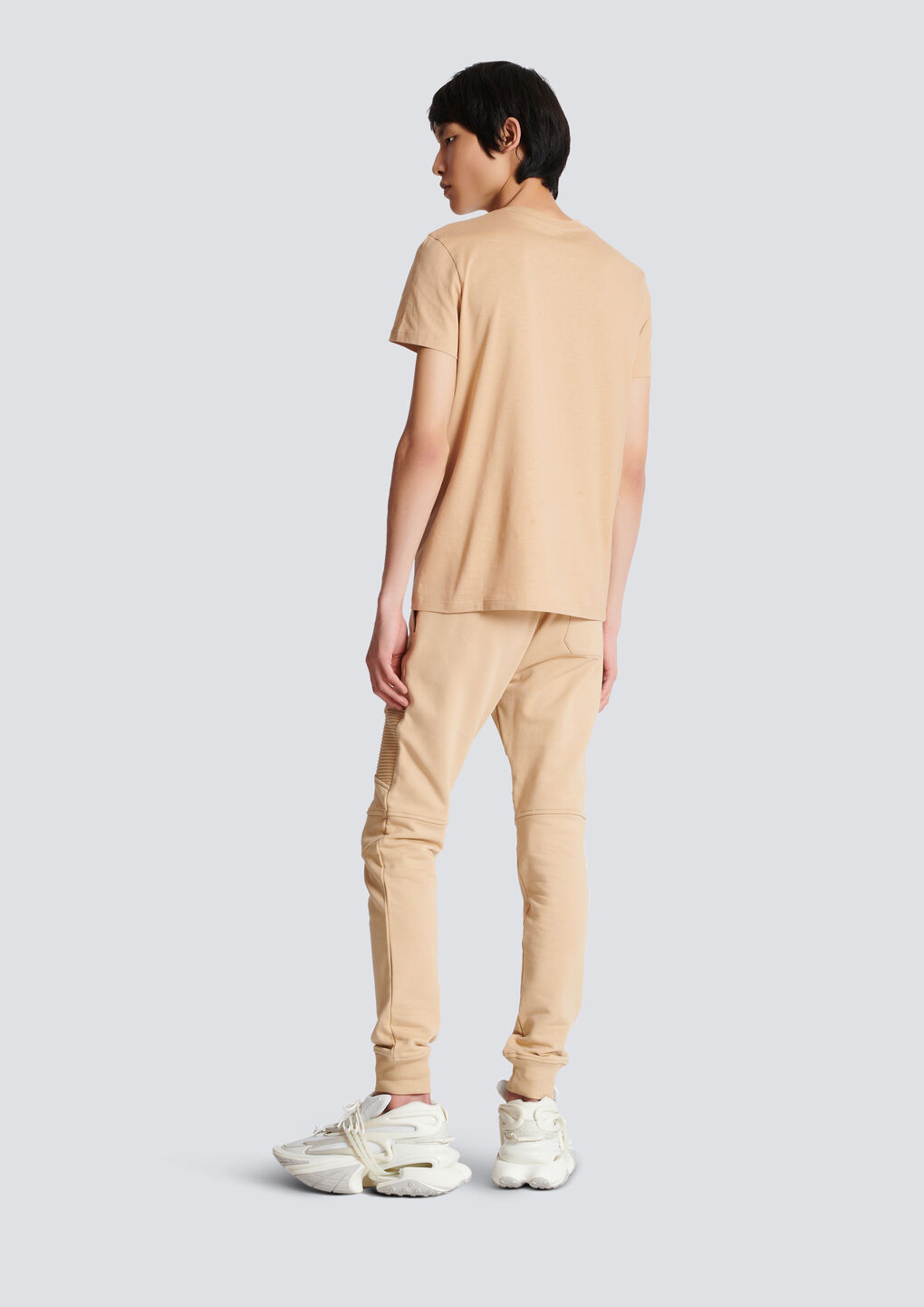 Balmain Beige Logo T-shirt In Nude