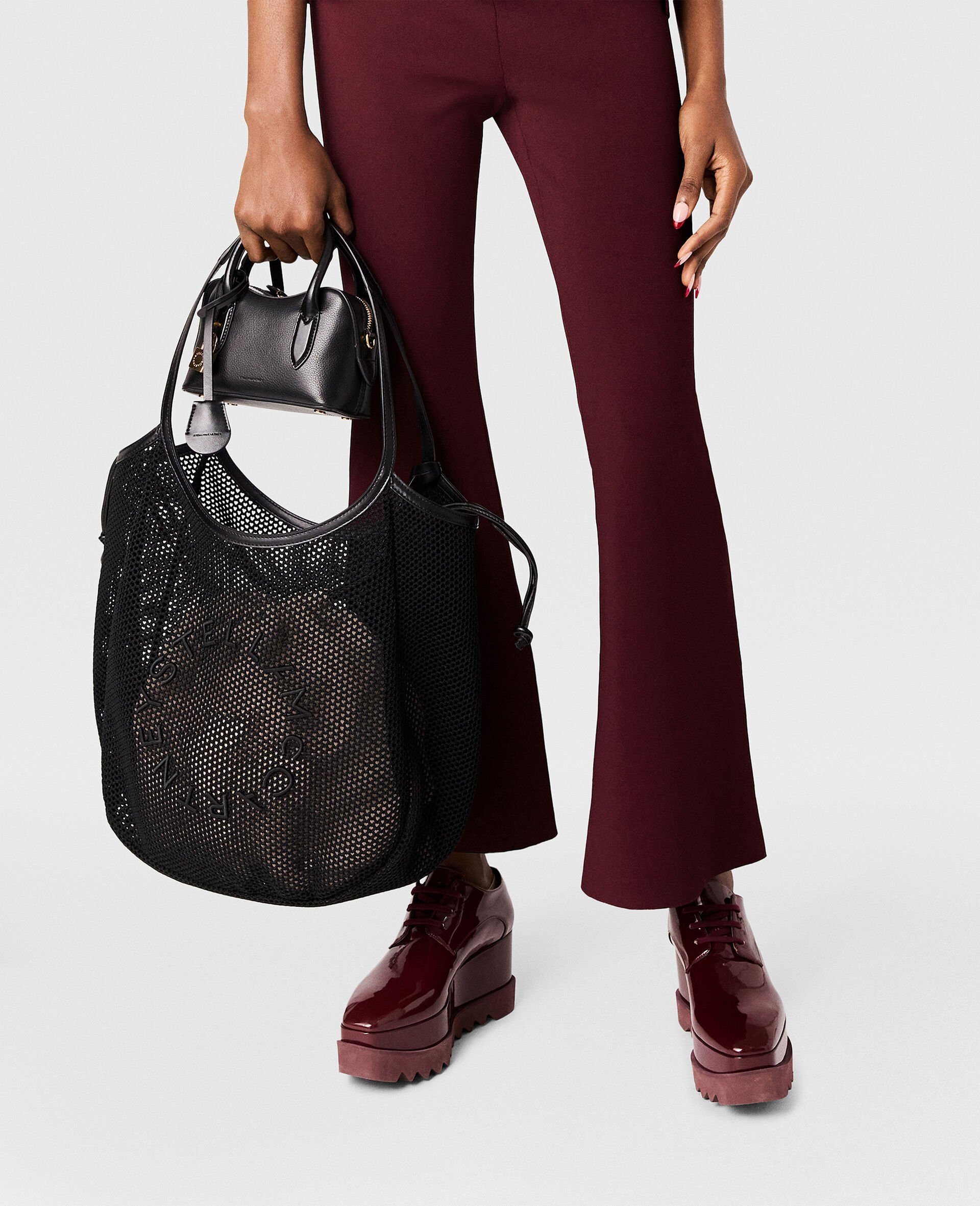 Stella Mccartney Logo Mesh Tote Bag In Black