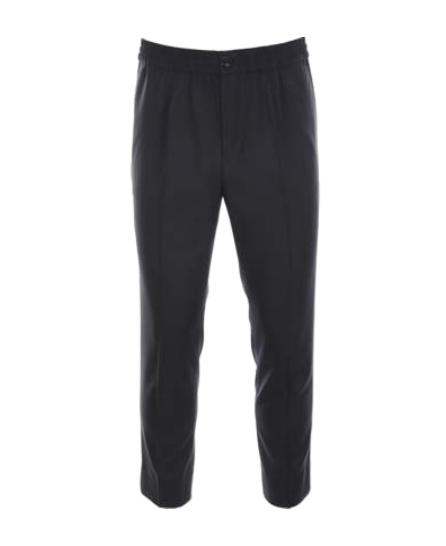 AMI ALEXANDRE MATTIUSSI CROPPED ELASTICATED-WAISTBAND TROUSERS 