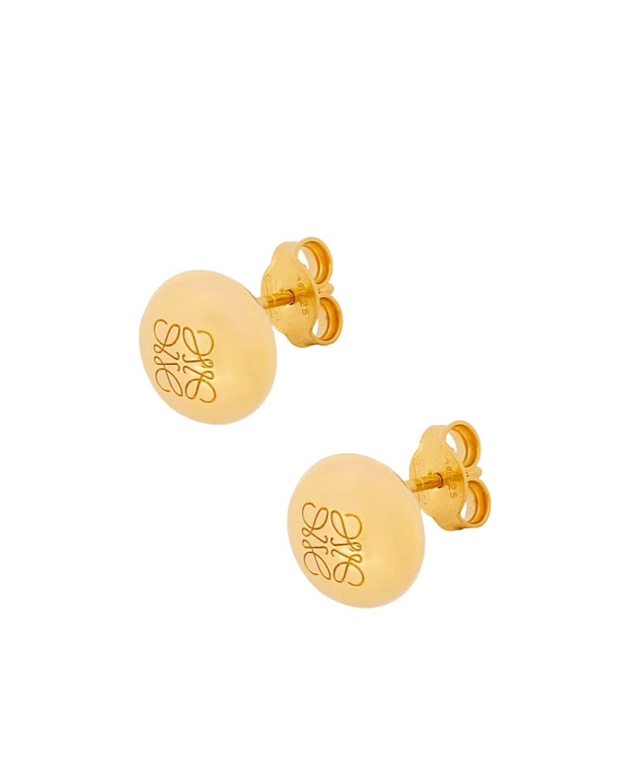 Loewe Pattern Carved Earrings In Yellow