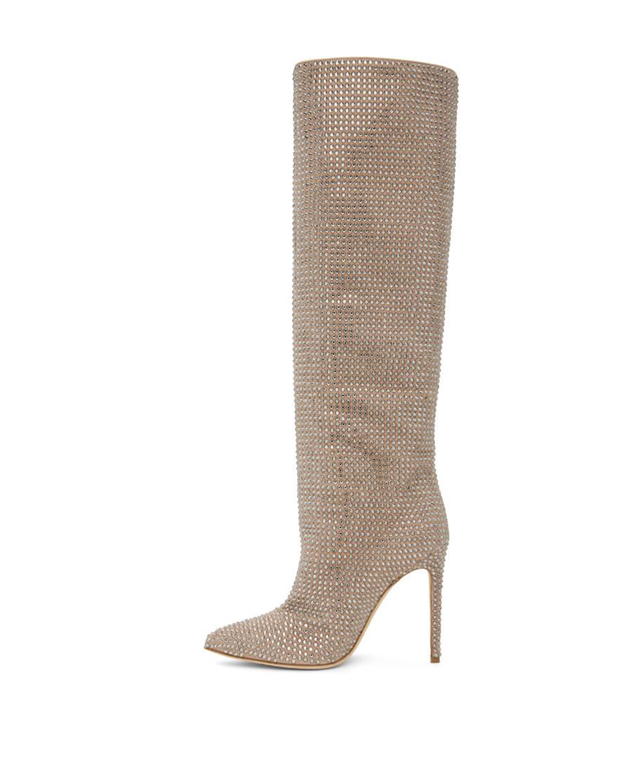 Paris Texas Ladies Powder Diamond Holly Stiletto Boots In Brown