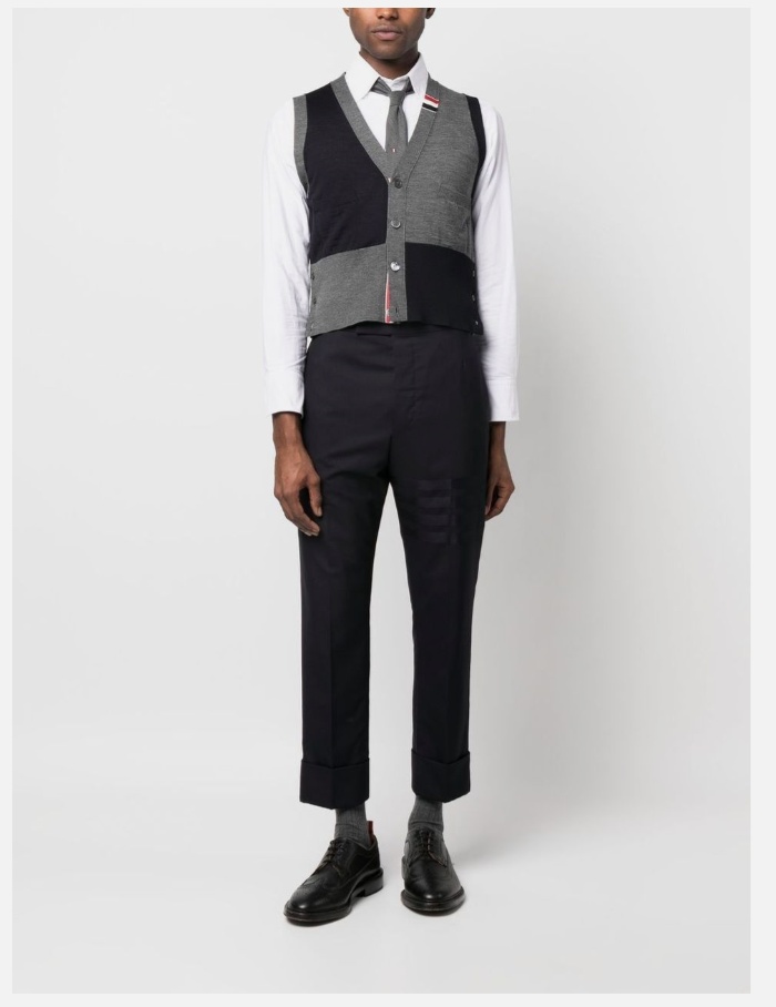 THOM BROWNE THOM BROWNE PANELLED BUTTON-UP CARDIGAN