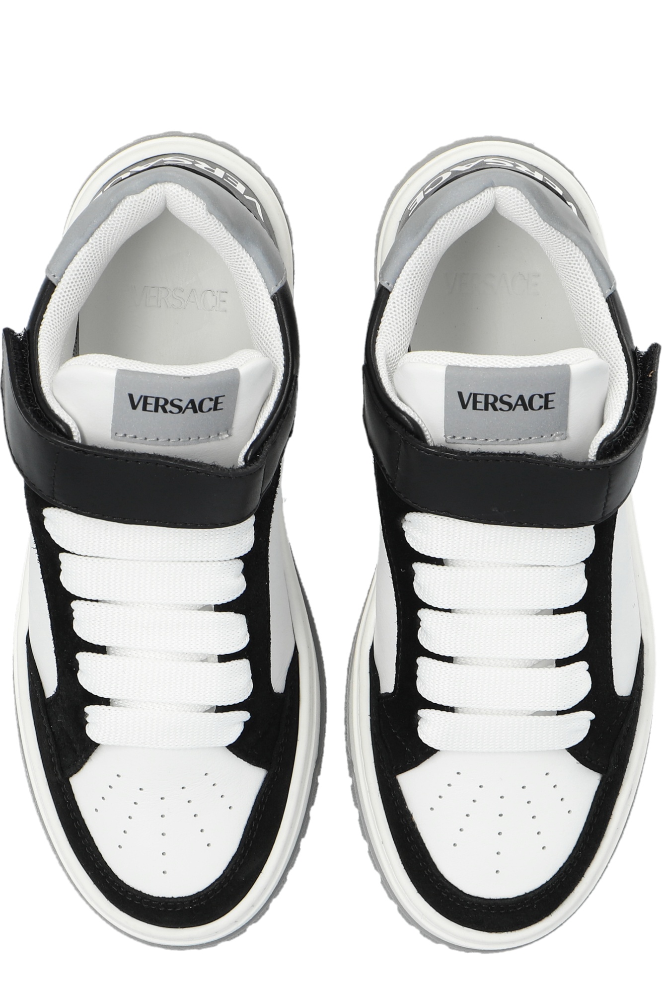 Versace Logo Leather Sneakers In White