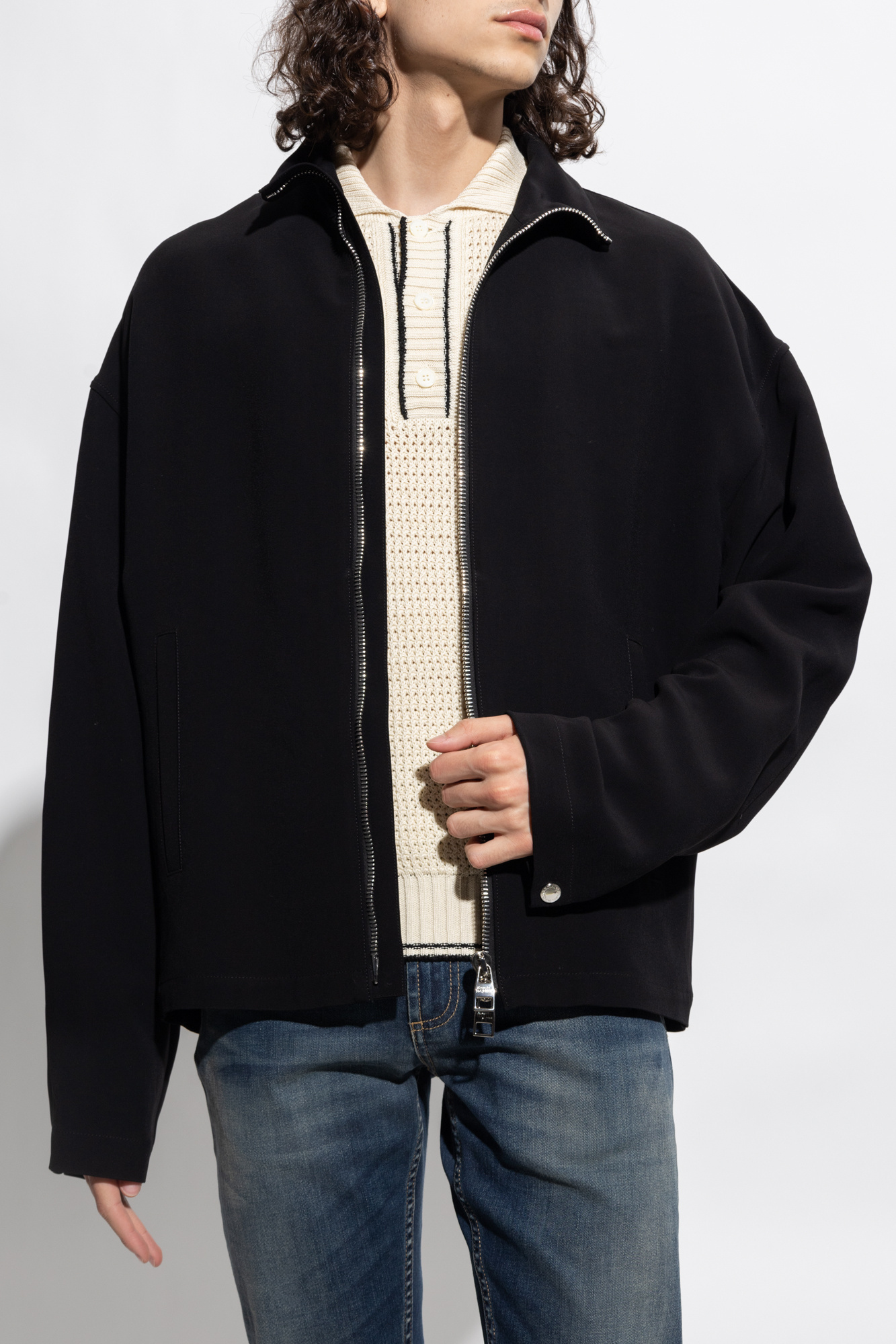 Alexander Mcqueen High Necked Ziped Jacket In Black