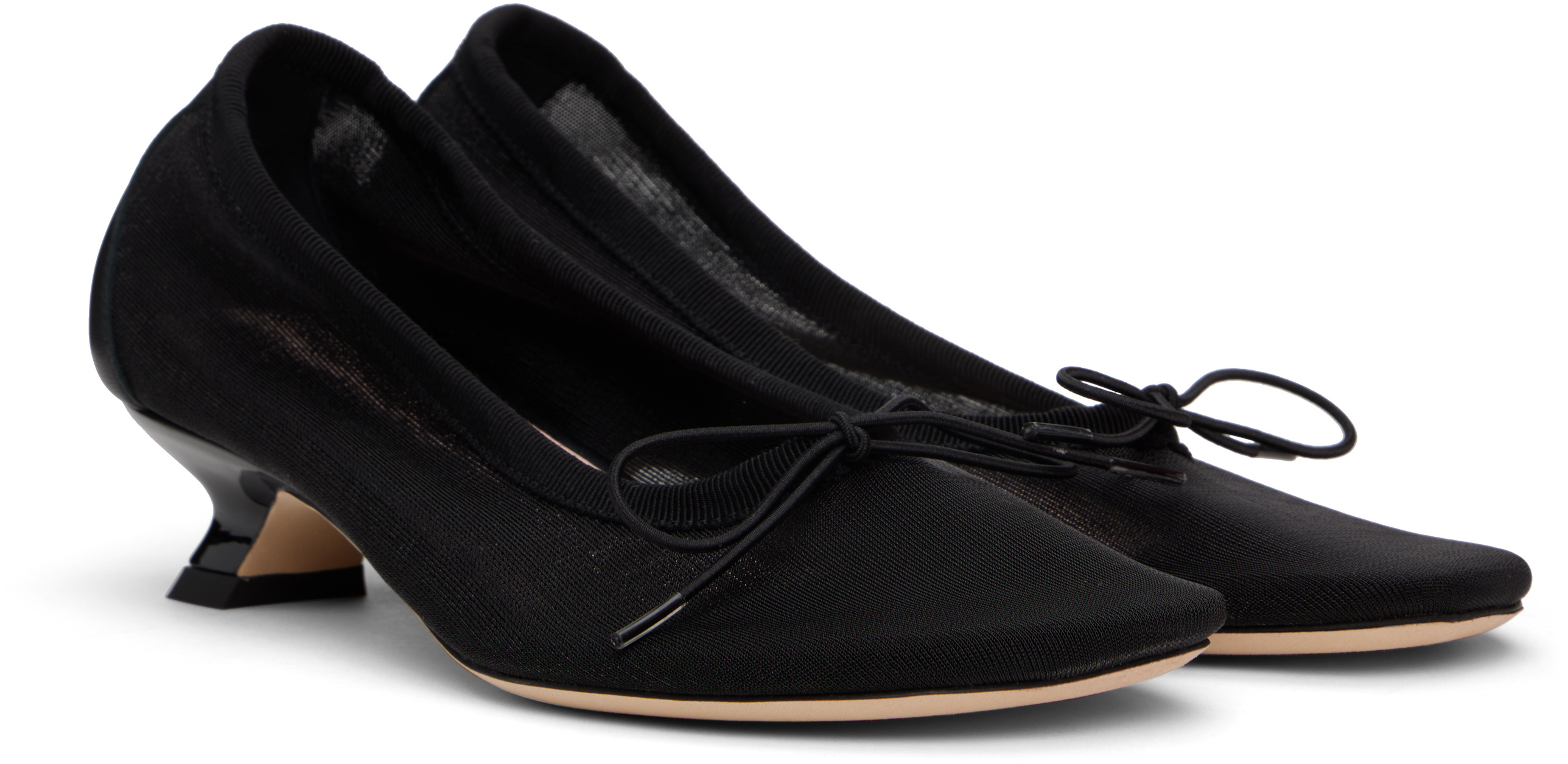 Simone Rocha Mesh Ballerina Low Heels In Black