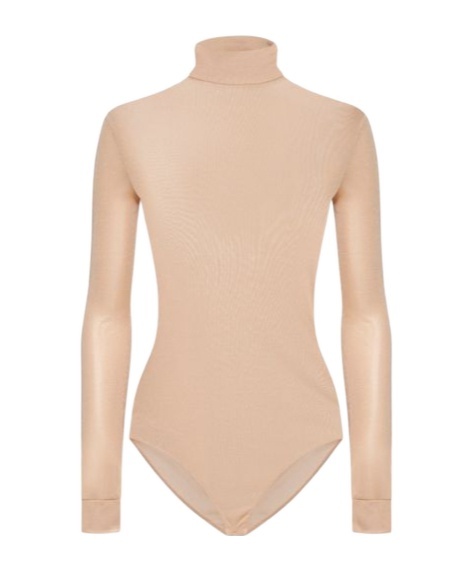 Maison Margiela Four Stitch Logo Turtleneck Bodysuit In Nude