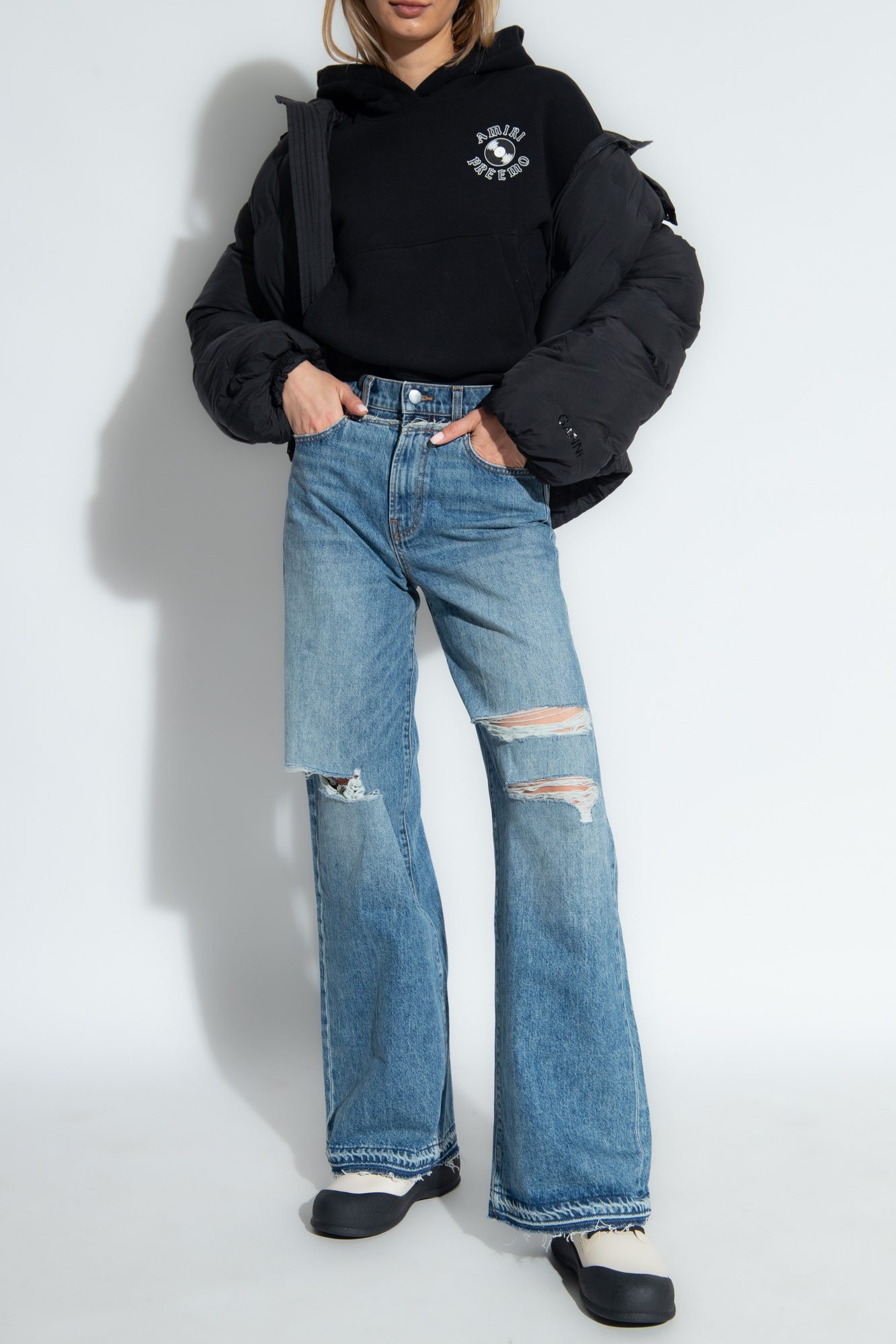 Amiri Wide-leg Cotton Jeans In Gray