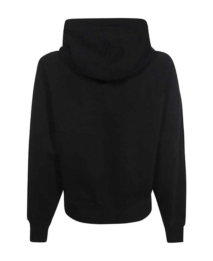 Ami Alexandre Mattiussi Zip-up Hoodie With Kangaroo Pocket And Drawstring Hood In Black