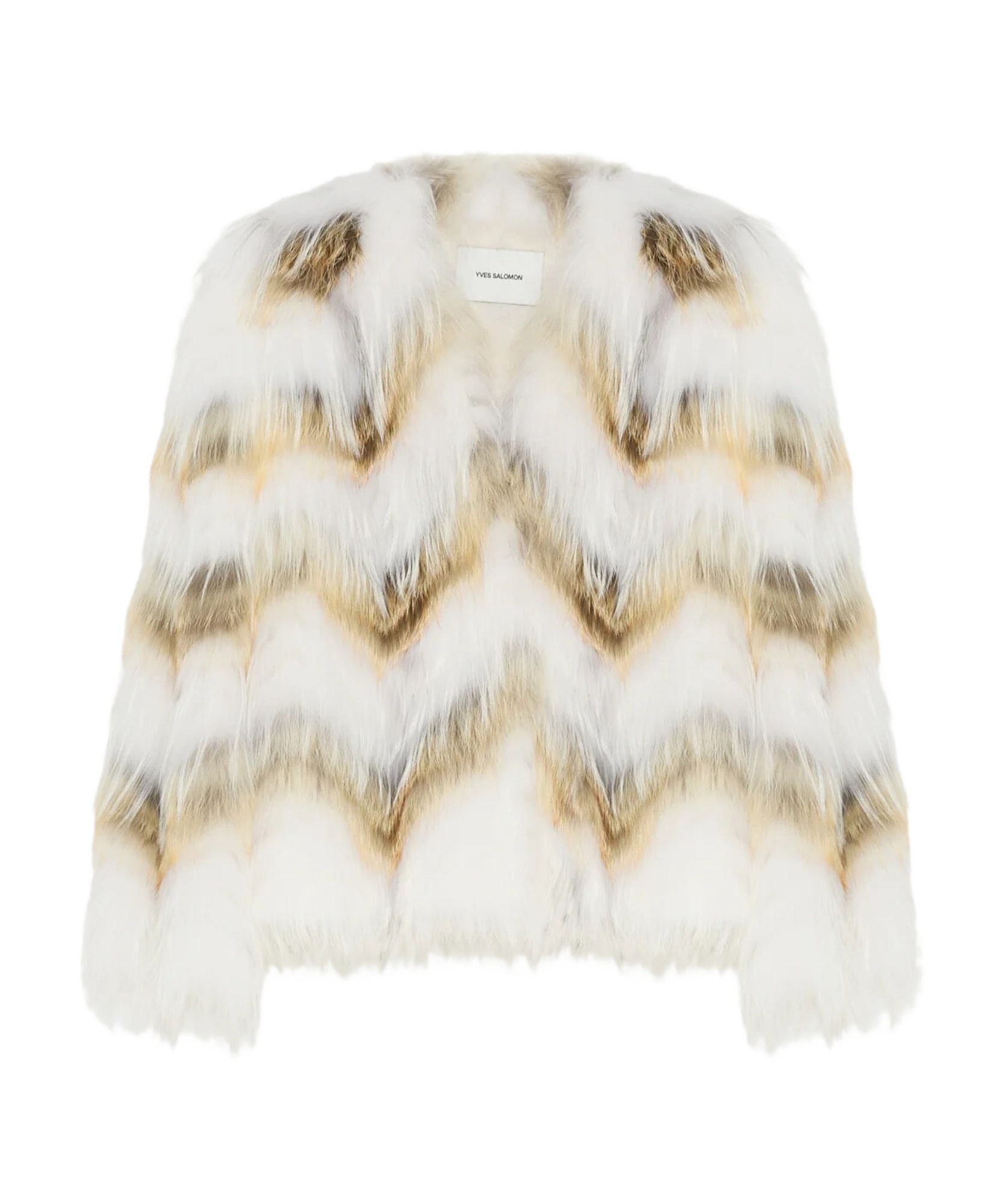 Yves Salomon Belted Cardigan In Merino Knit And Fox Fur In White