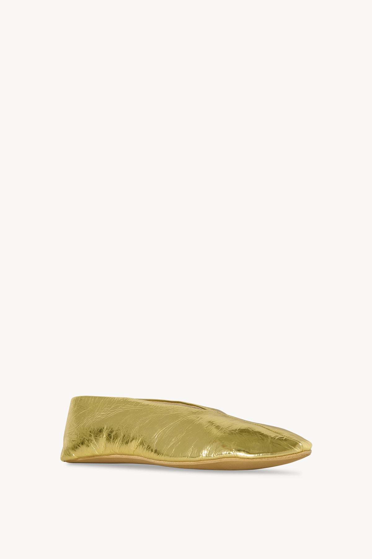 The Row Stella Metallic Crinkled-leather Ballet Flats In Gold