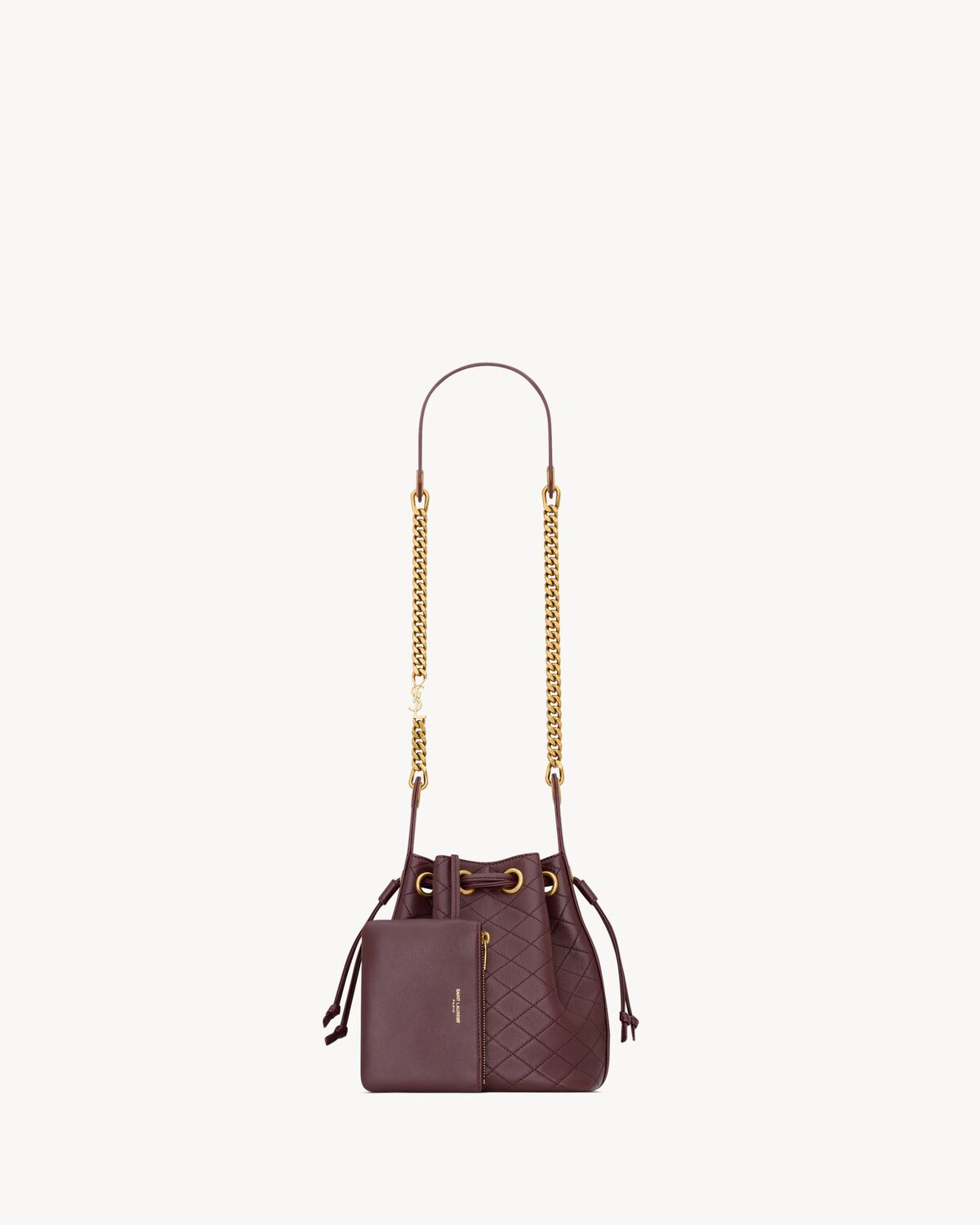 Saint Laurent Cassandre Bucket Bag In Lambskin In Burgundy