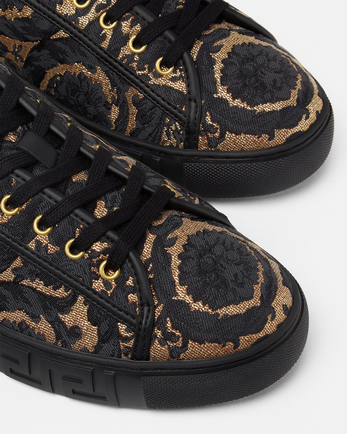 Versace Barocco-jacquard Greca Sneakers In Black