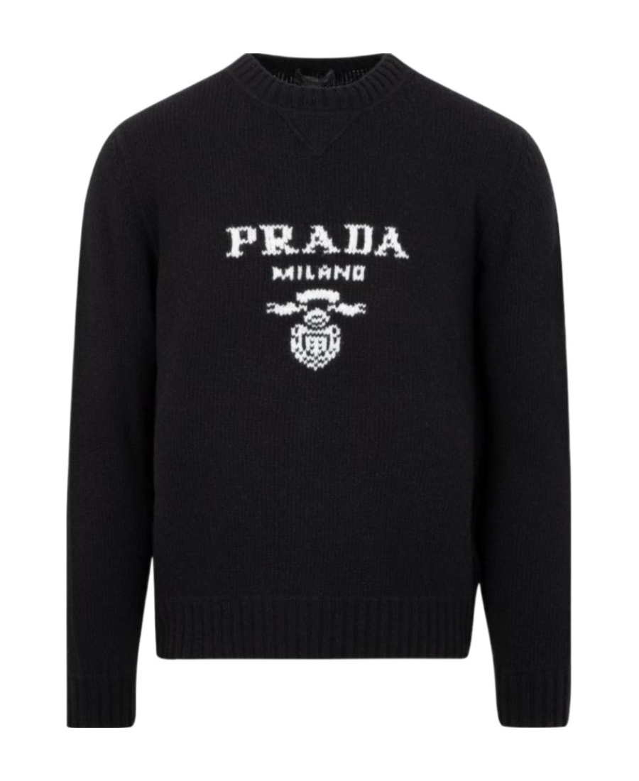 Shop Prada Wool And Cashmere Crew-neck Sweater In Black