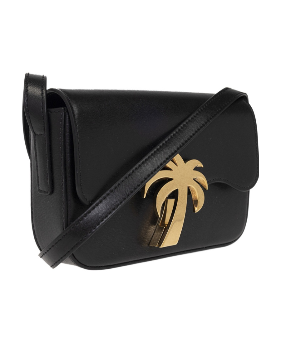 Palm Angels Bridge Crossbody Bag In Smooth Calf Leather In Black