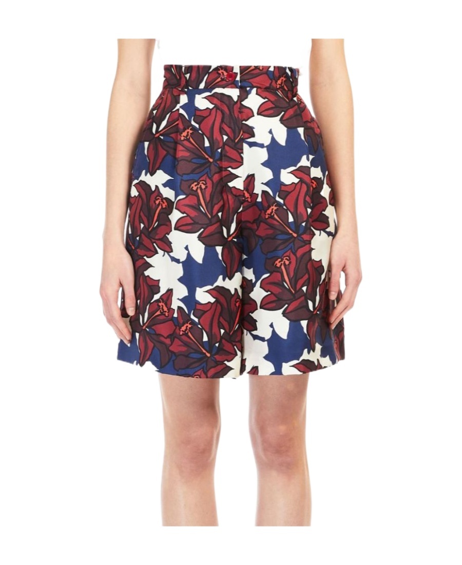 Weekend Max Mara Logo Floral Shorts In Red