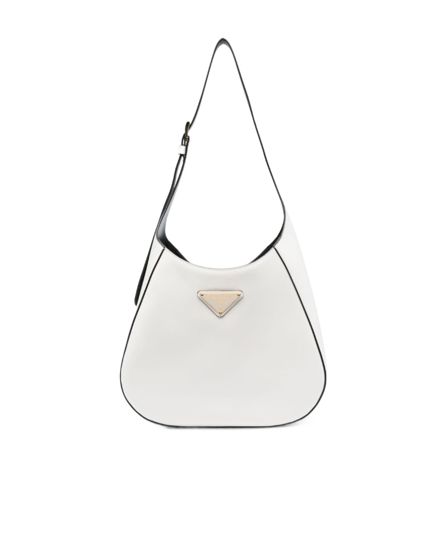 Prada White Leather Shoulder Bag In White