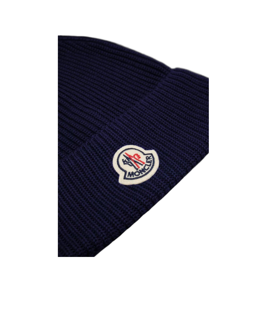 Moncler Logo Woolen Cap In Blue