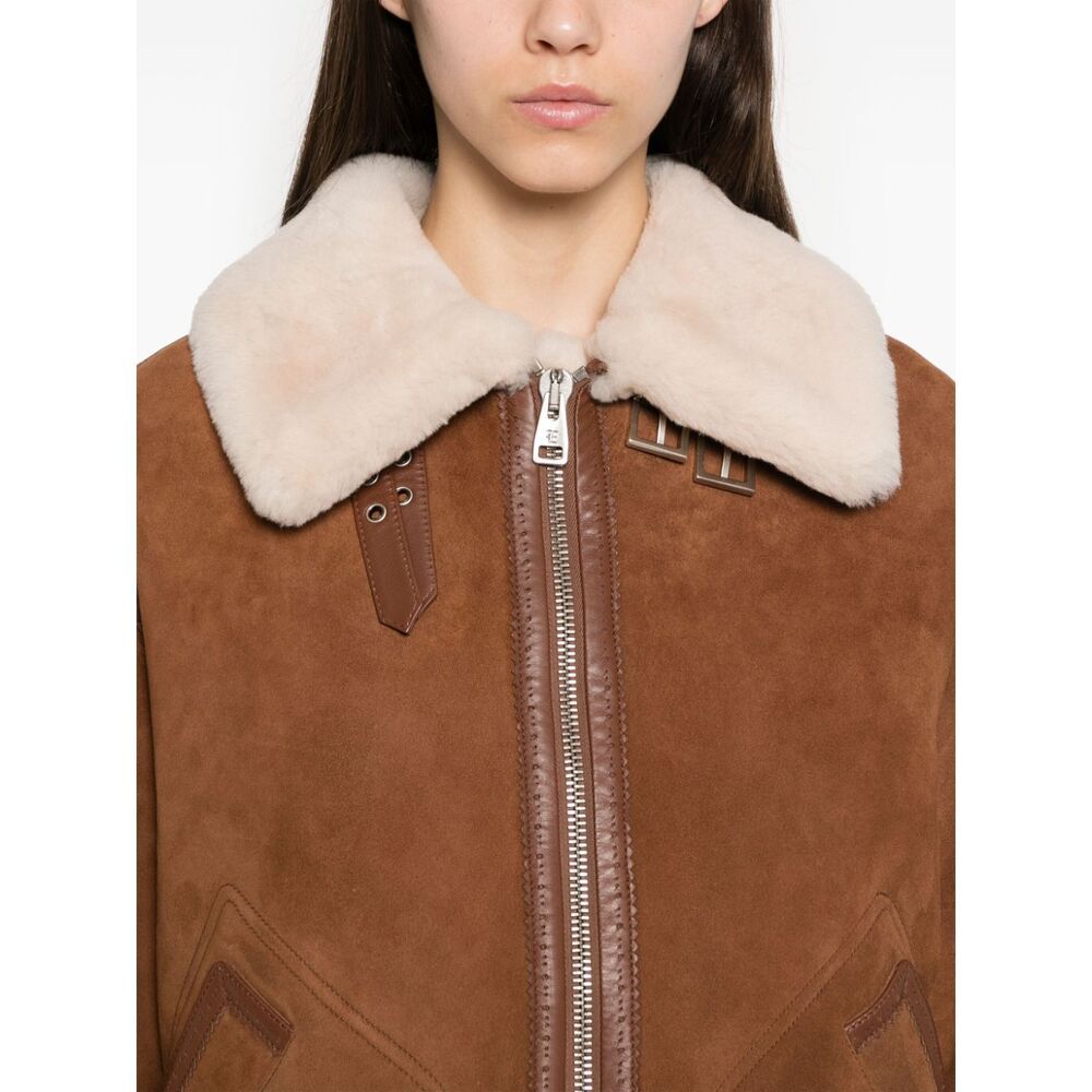 Ermanno Scervino Brown Chocolate Brown Shearling Coat In Brown