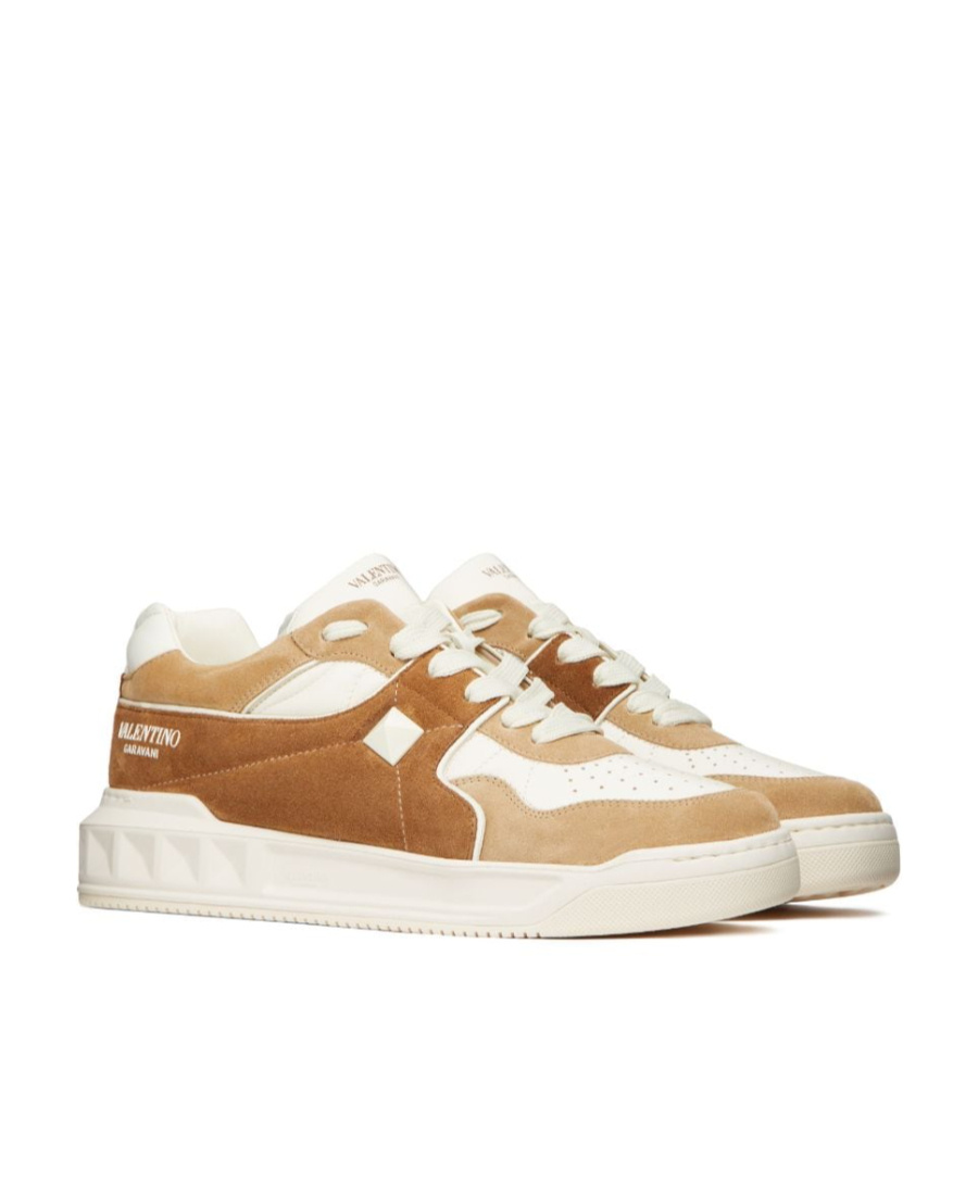 Valentino One Stud Xl Leather Sneakers In White