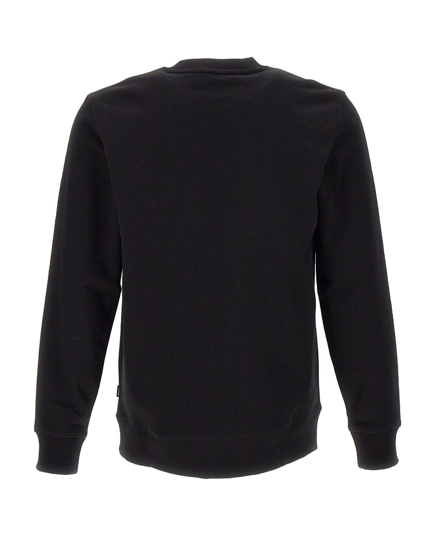 Hugo Boss Relaxed-fit Cotton-terry Sweatshirt With Rubber-print Logo In Black