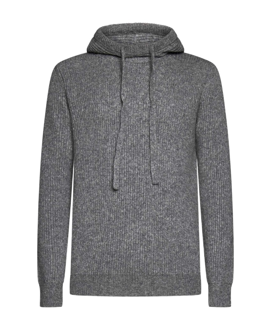 Roberto Collina Long-sleeved Hooded Sweater In Gray