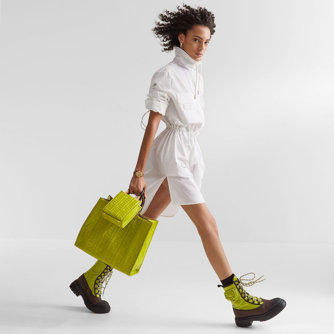 Fendi Mini Sunshine Tote Bag In Green