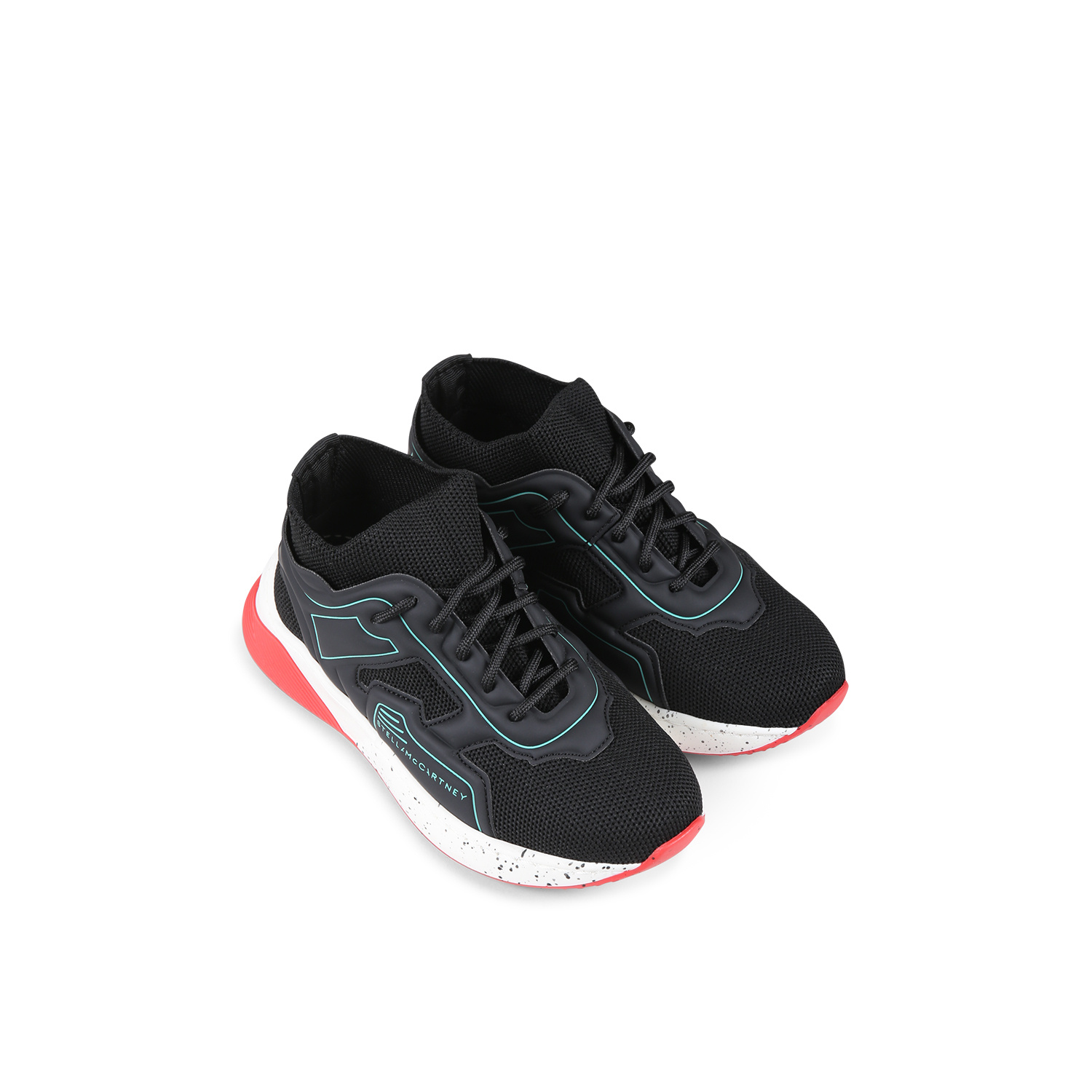 Stella Mccartney Kids Boys Black Lace-up Sock Trainers In Black