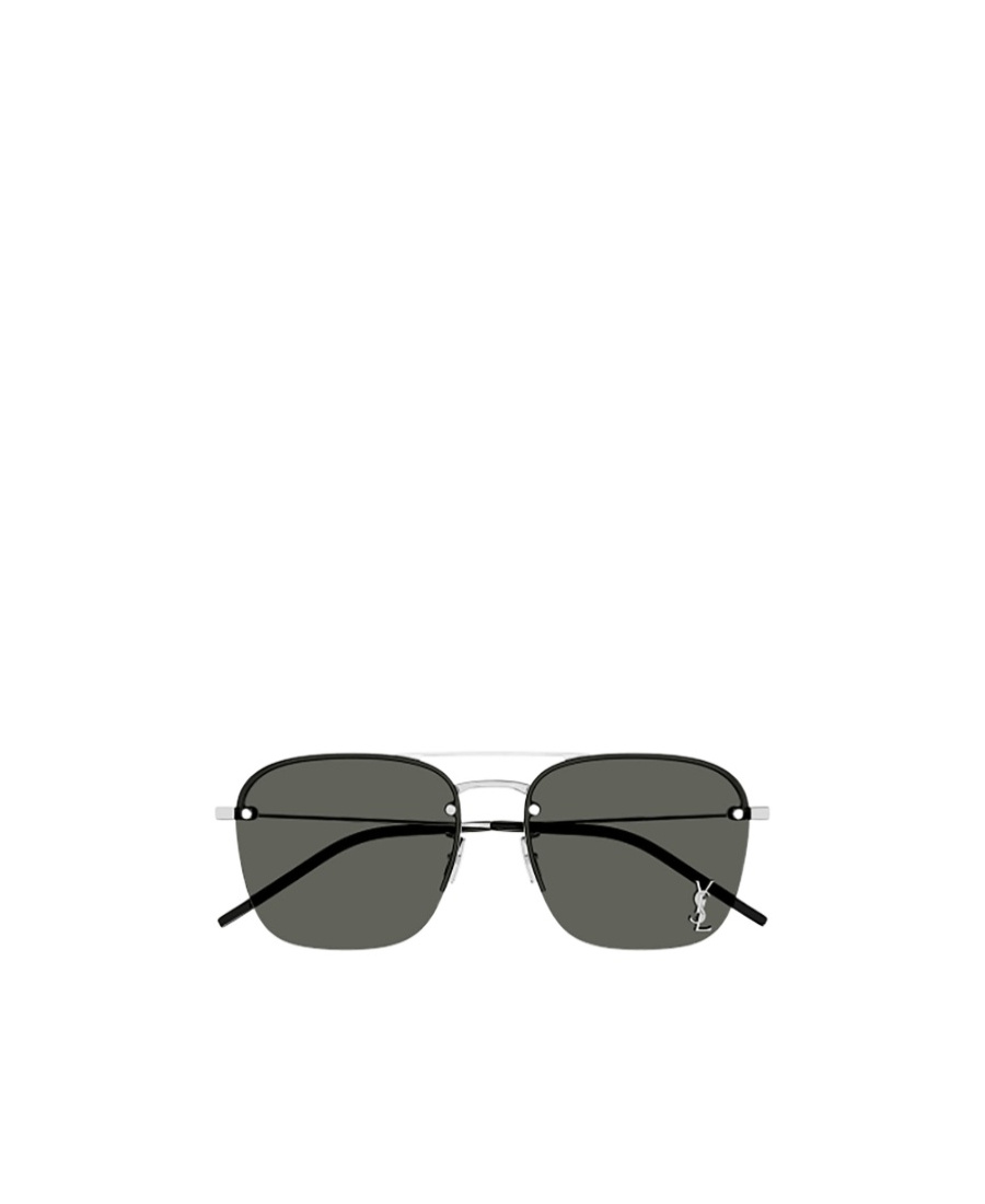 Saint Laurent Logo-plaque Square-frame Sunglasses In Black