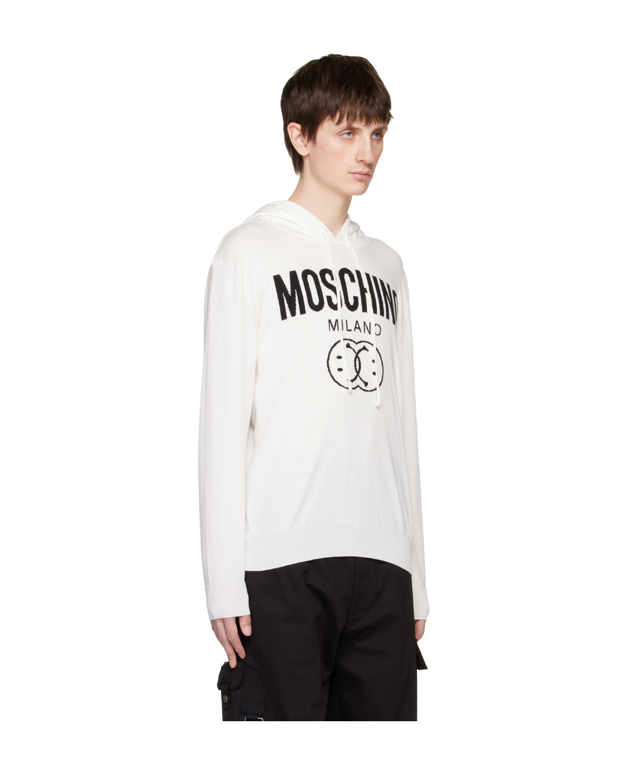 Moschino Smiling Face Hooded Sweater In White