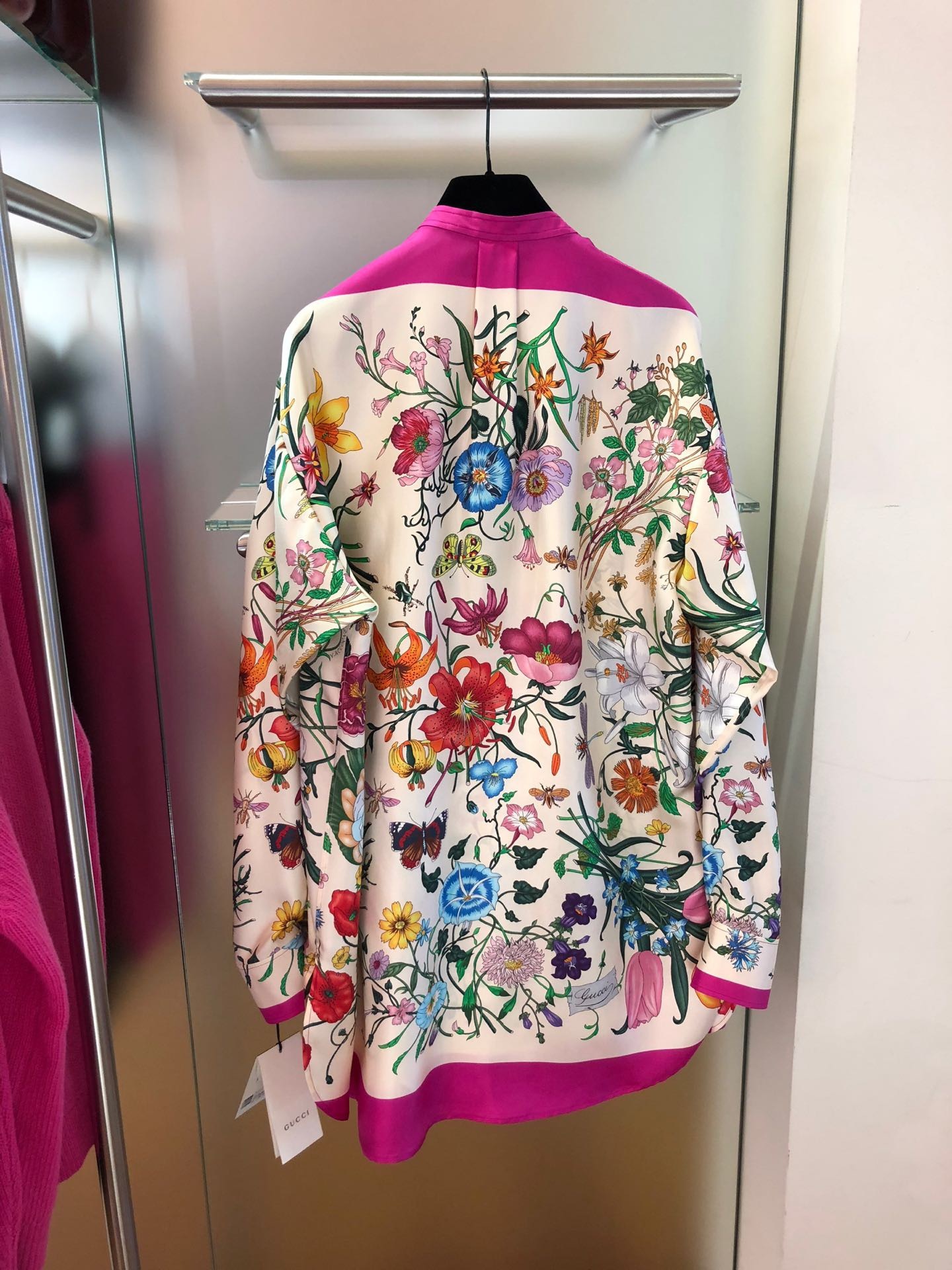 Gucci Oversize Shirt With Flora Print In Nude