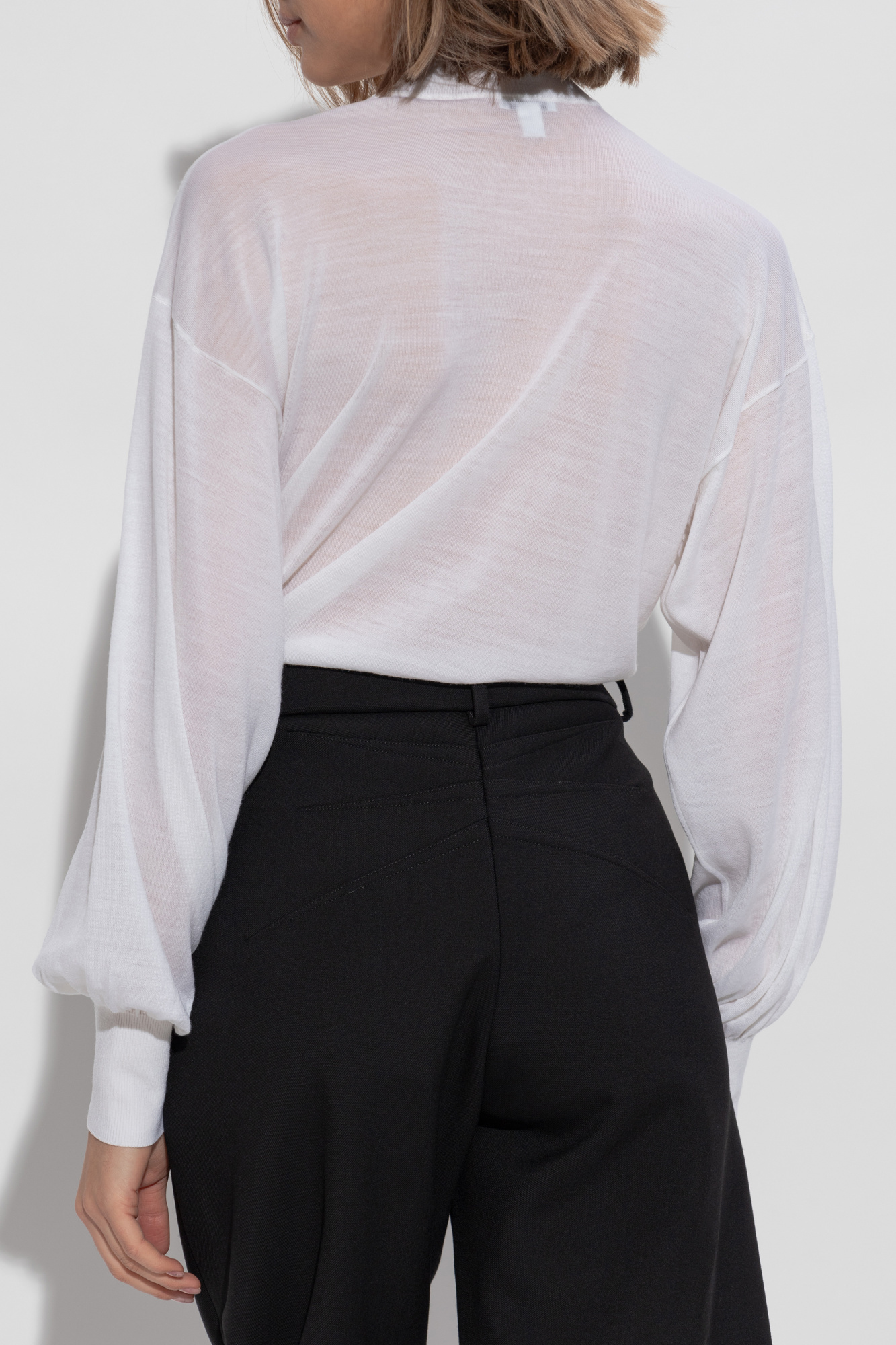 Alaïa High-collar Long-sleeved Jumpsuit In White