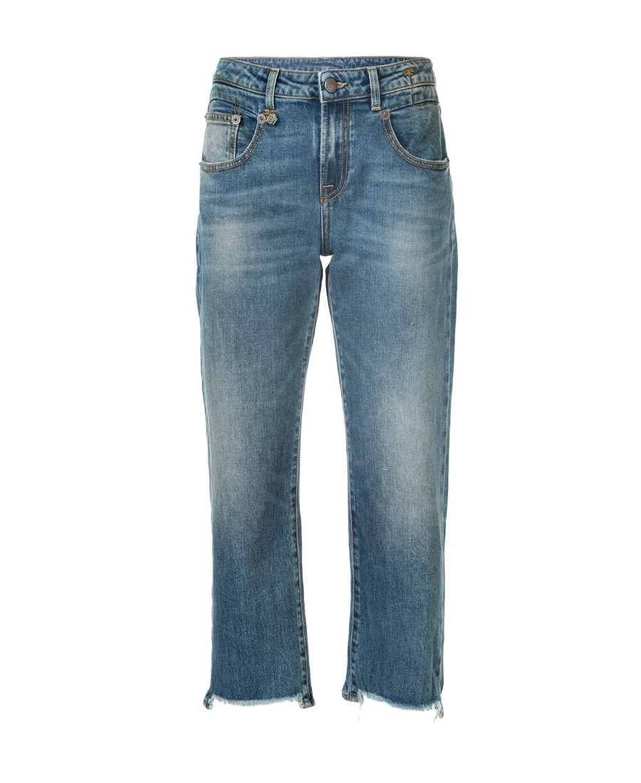 R13 Boy Straight Cropped Frayed Mid-rise Straight-leg Jeans In Blue