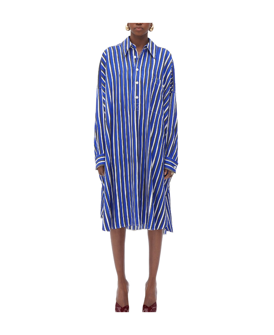 Shop Bottega Veneta Striped Dress In Blue