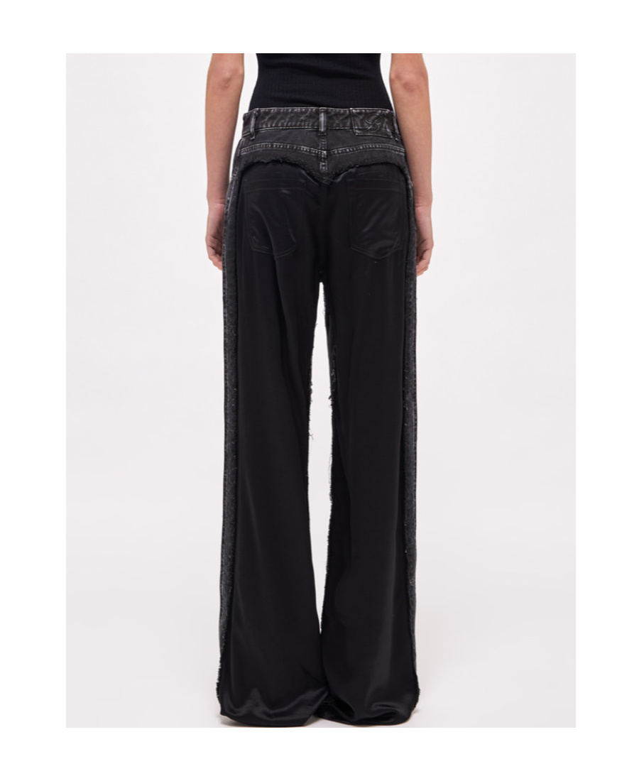 Blumarine High-waist Satin-finish Trousers In Black